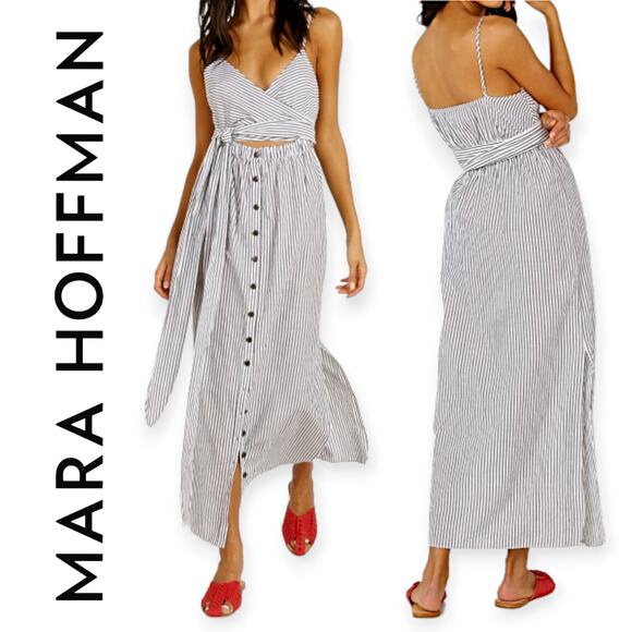 Mara Hoffman Dresses & Skirts - Mara Hoffman | Large | Thora Striped Sleeveless Wrap Top Open Midriff Maxi Dress